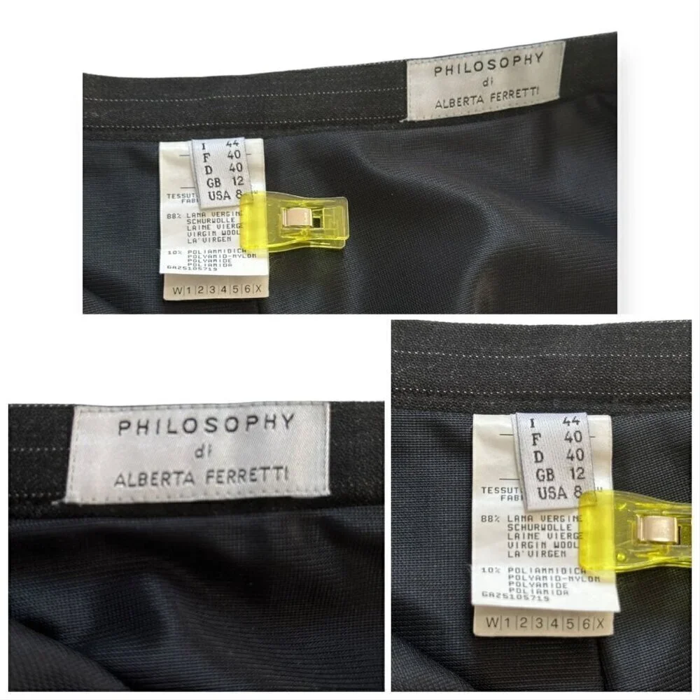Philosophy‎ di Alberta Ferretti Maxi Pin Stripe Wool Skirt, Size US8